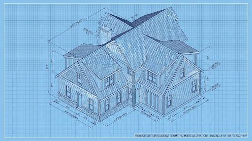 Isometric 3D model of a property's roof and walls