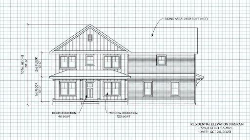 Elevation diagram showing wall areas and openings